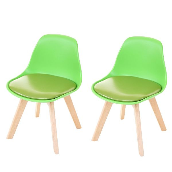Mendler set van 2 kinderstoel HWC-E81, kinderkruk stoel kindermeubel kinderkamer, 55x38x39cm, kunstleer, groen, 68750