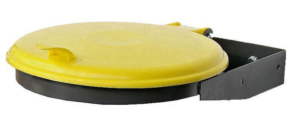 Renner vuilniszakhouder voor wandmontage 70-120 L, B 365 mm x D 460 mm x H 115 mm, antraciet-ijzer mica, met gele kunststof deksel, 8001-31