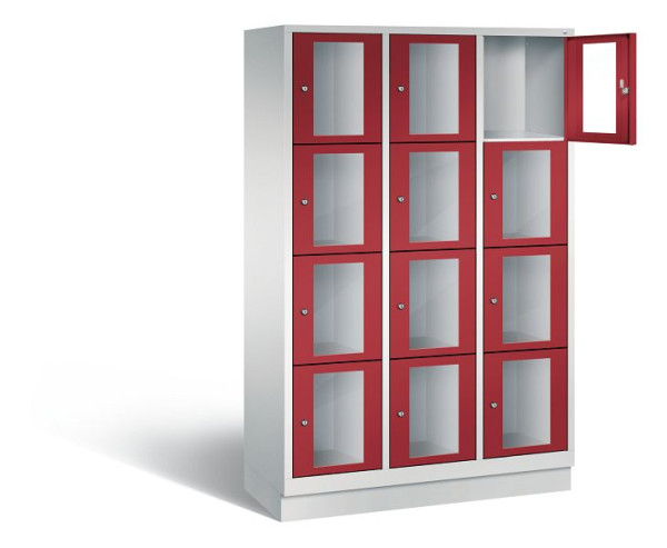 C+P lockerkast Classic, H1800xB1200xD500mm, kleur: lichtgrijs/robijnrood, 8020A324 S10002