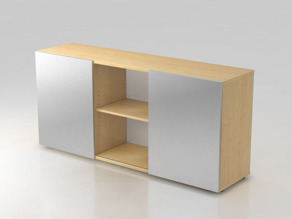 Hammerbacher dressoir 2OH met schuifdeuren esdoorn/zilver, 160x42x74,8 cm (BxDxH), V1780/3/S