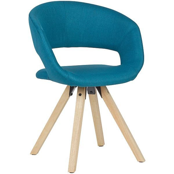 Wohnling eetkamerstoel petrol stof massief hout retro, WL6.025
