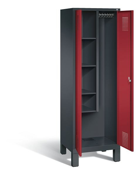 C+P reinigingsmiddelenkast Evolo, H1850xW610xD500mm, kleur: zwart-grijs/robijnrood, 48110-00 S10087