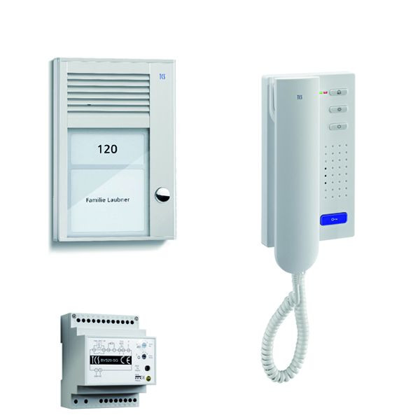 TCS deurbediening audio: pack AP voor 1 wooneenheid, met buitenpost PAK 1 belknop, 1x deurtelefoon ISH3130, bedieningseenheid BVS20, PSC2110-0000