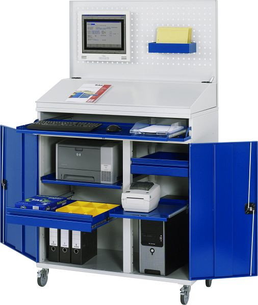 RAU computerkast - model 61, B1100xD520xH1895mm, inclusief rollenset, middensteun voor het verdelen van de inbouwbreedte, 07-1100T-M61F.11