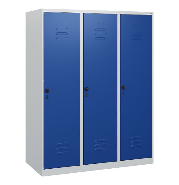 C+P Umkleidespind Classic PLUS, 3 Abteile, 1530x1200x500mm, 7035/5010, Drehriegel, 0800005-32 S10028