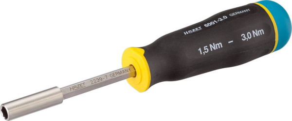 Hazet momentschroevendraaier, Nm min-max: 1,5 - 3 Nm, tolerantie: 6%, holle zeskant 6,3 (1/4 inch), aantal gereedschappen: 3, 6001-3.0/3
