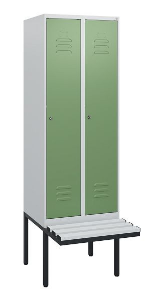 C+P Umkleidespind Classic PLUS, 2 Abteile, 1950x600x815mm, 7035/6011, Zylinderschlösser, 0800405-20 S10051