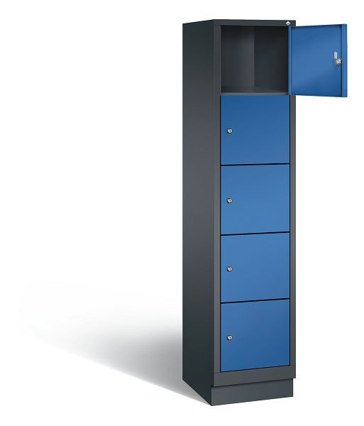 C+P lockerkast Evolo, H1800xB420xD500mm, kleur: zwartgrijs / gentiaanblauw, 48020-125 S10000