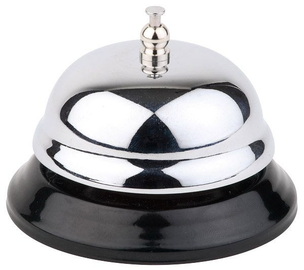 APS ontvangstbel, Ø 8,5 cm, hoogte: 6 cm, hoogglans verchroomd, zwart metalen voet, 71400