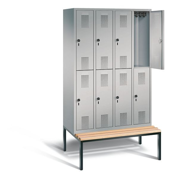 C+P locker dubbeldekker Evolo, H2090xB1190xD815mm, kleur: wit aluminium, 48350-40 S10360