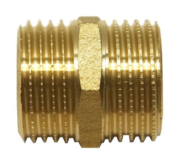 AEROTEC cilindrische dubbele nippel, 1/2 inch messing, 10.134.08