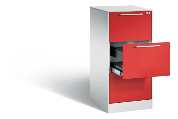 C+P hangarchiefkast Asisto, H1010xB440xD600mm, kleur: lichtgrijs / vuurrood, beugelgreep, 146245-311 S10083