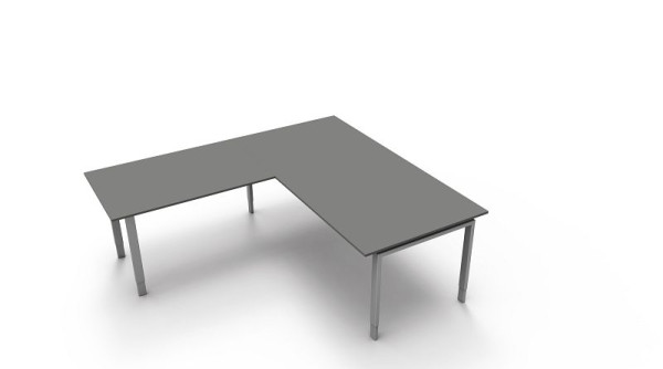 Kerkmann bureau extra groot / vergadertafel B 2000 x D 1000 x H 680-820 mm met aanschuiftafel, vorm 5, kleur: grafiet, 11417512