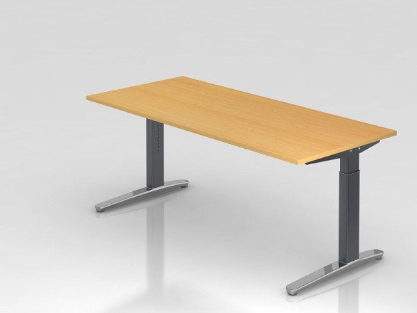 Hammerbacher bureau C-onderstel 180x80cm beuken/grafiet (gepolijst), rechthoekige vorm, VXB19/6/GC