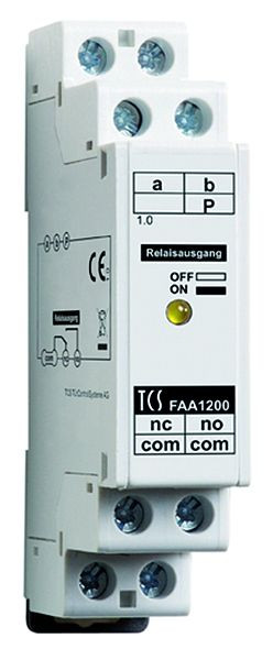 Deuropenerrelais TCS voor gerichte deuropening met meer dan 1 voordeurstation, montagerail 1 TE, FAA1200-0400