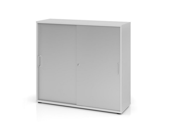 Hammerbacher schuifdeurkast 1753S BS, 3 OH, romp: grijs / voorkant: zilver, 120 x 40 x 110 cm (BxDxH), V1753S/5/S/BS