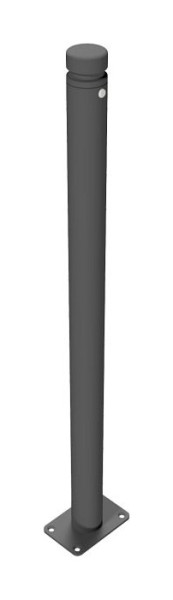 Schake-barrièrestijlpaal serie 464B Ø 60 mm, stationair, voor plugbevestiging met voetplaat 100 x 150 mm, zonder slot, zonder oog, 464PB