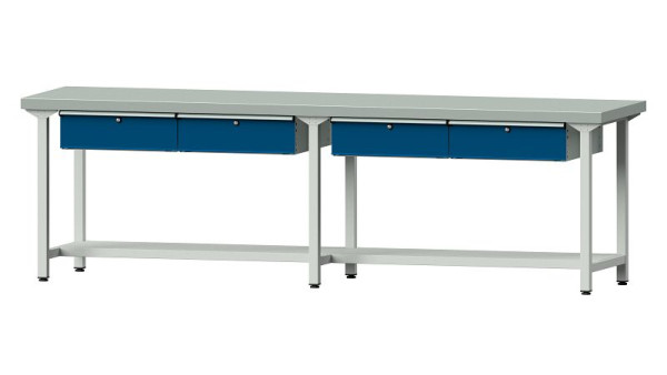 ANKE werkbanken werktafel, model 95, 2800 x 700 x 850 mm, RAL 7035/5010, ZBP 50 mm, 400.446