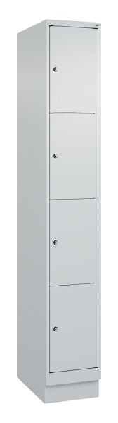 C+P lockerkast Classic PLUS, onderstel, 1950x300x500mm, 7035/7035, met 4 vakken, 080020-104 S10009