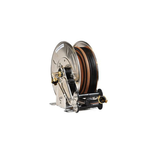 Ebinger slanghaspel OSM 210, max. 15bar / 90 ° C, 8m - 1/2" ID rubberen slang ET, RVS, 1.214.105
