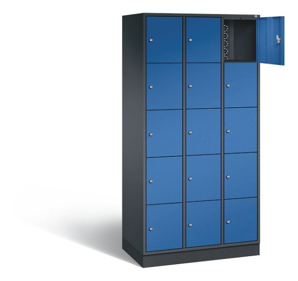 C+P lockerkast Intro, H1950xW920xD490mm, kleur: zwartgrijs / gentiaanblauw, 8570-301 S10083