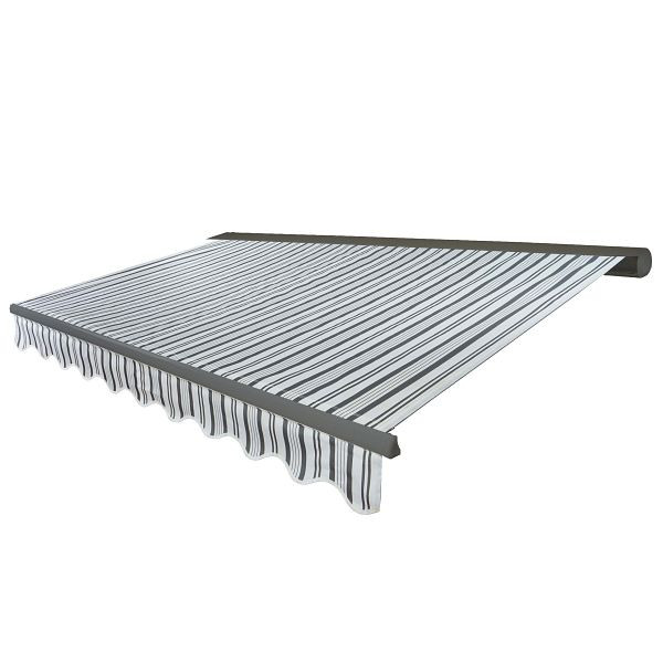 Mendler elektrische cassetteluifel T122, volledige cassette volant 4x3m, polyester grijs/wit, grijs, 58242+34295+58309+34360