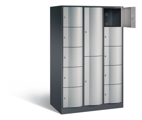 C+P combinatie lockerkast Resisto, H1950xB1148xD640mm, kleur: zwart-grijs/wit aluminium, 8070-3731 S10007
