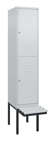 C+P dubbeldekskast Classic PLUS, 2120x400x815mm, 7035/7035, cilindersloten, met basisframe en zwevende zitting, 0803407-12 S10024