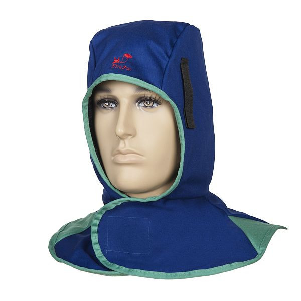 ELMAG laskap blauw WELDAS 23-6680, hoofd Ø 64cm, hals Ø 42-53 cm, gemaakt van vlamvertragend katoen, 59170