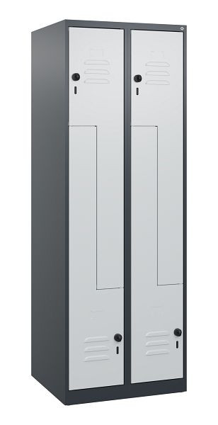 C+P Z-Spind Classic PLUS, 4 Abteile, 1700x600x500mm, 7016/7035, Drehriegel, 0800037-204 S10018