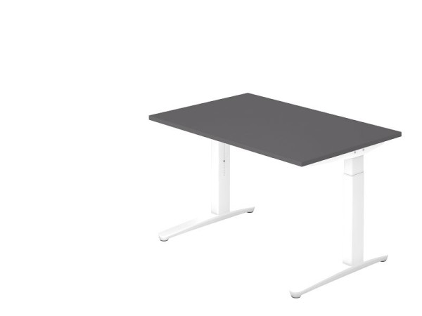 Hammerbacher bureau C-onderstel 120x80cm grafiet/wit, rechthoekige vorm, VXB12/G/WW