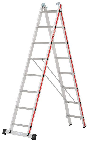 HYMER multifunctionele ladder, tweedelig, 2x8 sporten, lengte ingeschoven 2,32 m / uitgeschoven 4,00 m, 404516