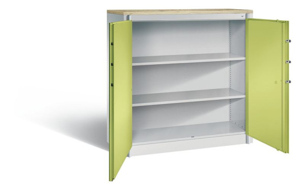 C+P brandbeveiligingskast Certos, H1226xB1200xD500mm, kleur: lichtgrijs / virid groen, handgreep, 3 OH, 1181-00 S10558