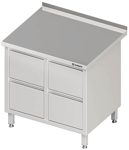 Stalgast ladekast breedte 840 mm, hoogte 850 mm, met 2x2 lades, gelast, zonder opstaande rand