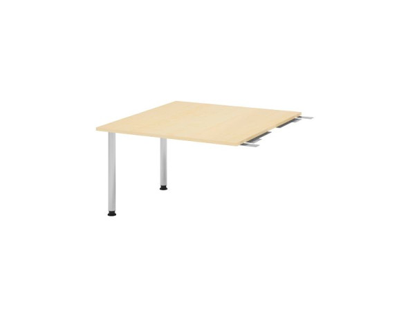 Hammerbacher koppelplaat VKT, kleur tafelblad: esdoorn, blad: 1200 x 1300 x 25 mm, ronde buisonderstel chroom, werkhoogte: 720 - 740 mm, VKT12C/3/C
