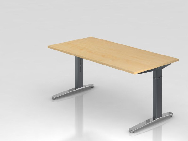 Hammerbacher bureau C-poot 160x80cm esdoorn/grafiet (gepolijst), rechthoekige vorm, VXB16/3/GC