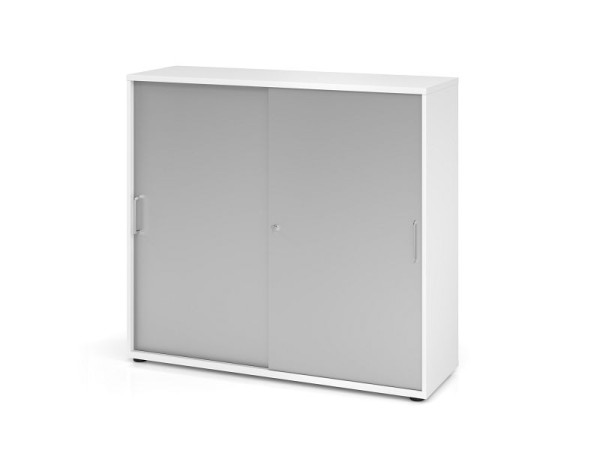 Hammerbacher schuifdeurkast 1753S BS, 3 OH, romp: wit / voorkant: zilver, 120 x 40 x 110 cm (BxDxH), V1753S/W/S/BS