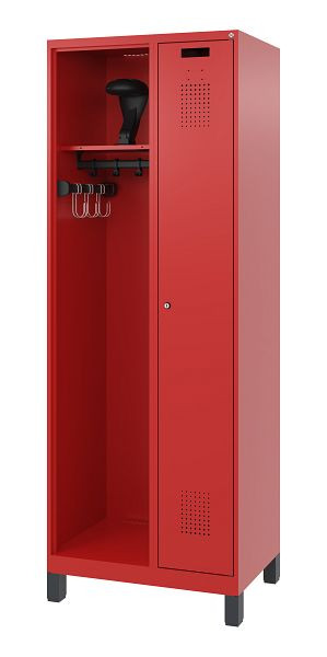 C+P brandweerkast Evolo, model KOMBI, 2 compartimenten, H1950B700T500 mm, vuurrood, voeten, 0494015-15 S10008