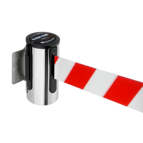 Stein HGS HGS wandriemcassette -P-Line Future-, chroom, rood/wit diagonaal (gearceerd), met magnetisch riemeindstuk, 12850g-1304
