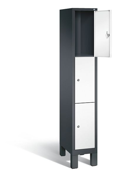C+P lockerkast Evolo, H1850xB320xD500mm, kleur: zwartgrijs / verkeerswit, 48010-103 S10094