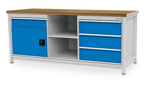 Bedrunka + Hirth box werkbank Serie 2000 R24-24, 1x150, 3x200mm, lade volledig uittrekbaar 100%, 2000 x 750 x 859 mm, 03.20.14V