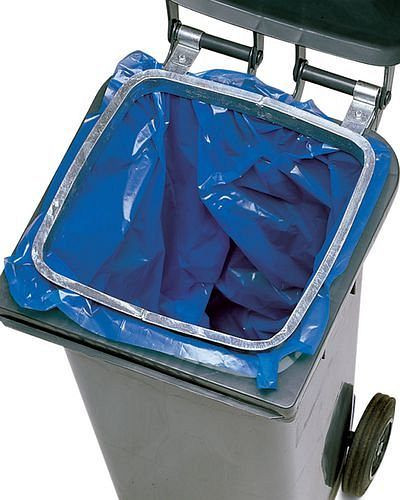 DENIOS vouwzak voor grote afvalbakken met een inhoud van 240 liter, 100 µ, VE: 100 stuks, grijs, 165-477