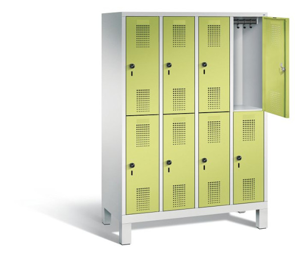 C+P schoollocker dubbeldekker Evolo, H1650xB1190xD500mm, kleur: lichtgrijs / virid groen, 483106-40 S10038