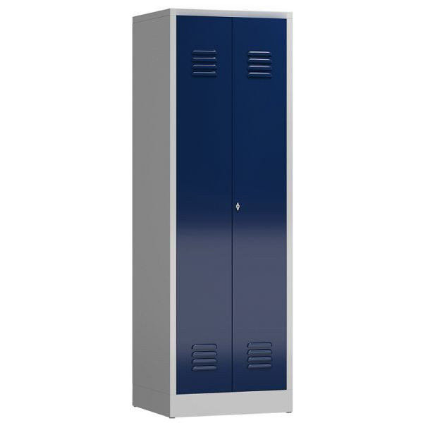 Lüllmann ClassiX apparatuurkluis, 2 compartimenten, 1800 x 590 x 500 mm, lichtgrijs/gentiaanblauw, X-510721