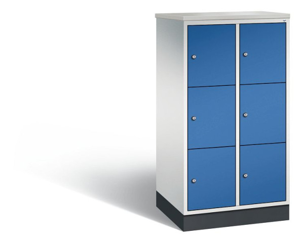C+P Schließfachschrank Intro, 6 Fächer,H1255xB620xT490mm, Grau/Enzianblau/DBS Hellgrau, 8573-201 S10284