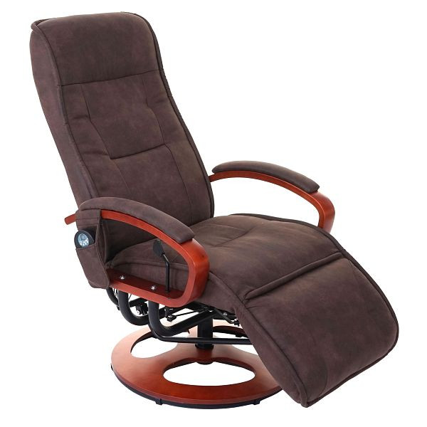 Mendler relax ligstoel ARLES II, relaxstoel massagestoel, MET massagestof/textiel, imitatie suède bruin, 59780