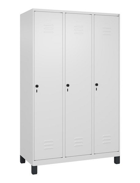 C+P Umkleidespind Classic PLUS, Füße, 3 Abteile, 1950x1200x500mm, 9016/9016, Drehriegel, 080010-32 S10014