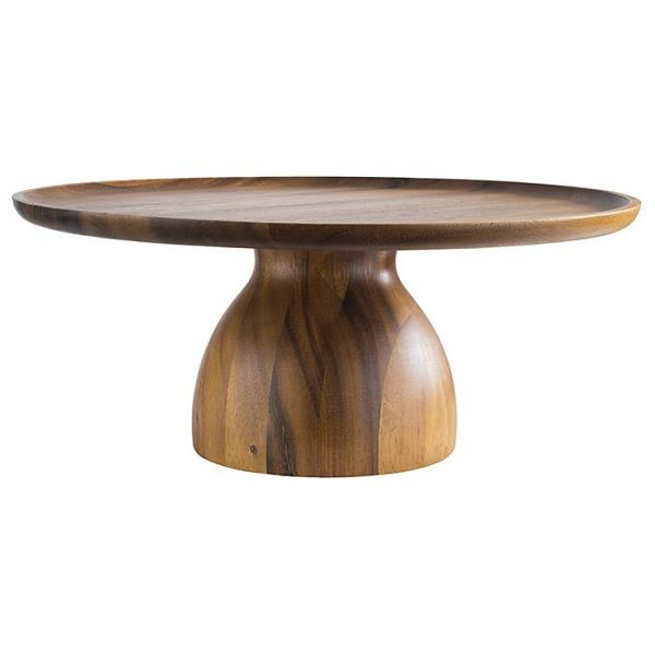 APS serveer- en gebakbord, Ø 38,5 cm, hoogte: 16 cm, acaciahout, meubelvriendelijke onderkant, -ACACIA-, 33297