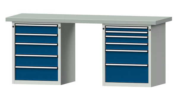 ANKE werkbanken combinatie werkbank, model 841 V, 2000 x 700 x 850 mm, RAL 7035/5010, ZBP 50 mm, 415.126