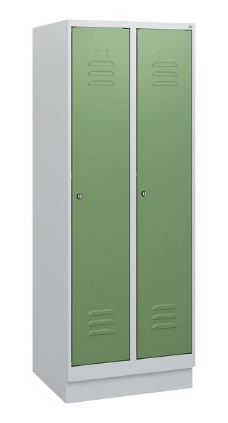 C+P luierkluis Classic PLUS, onderbouw, 2 vakken, 1630x600x500mm, 7035/6011, cilindersloten, 0800205-20 S10021